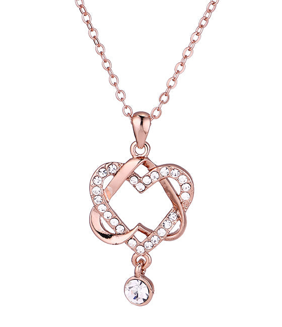 Colar com pingente de coração em cristal Swarovski em ouro rosa 18k