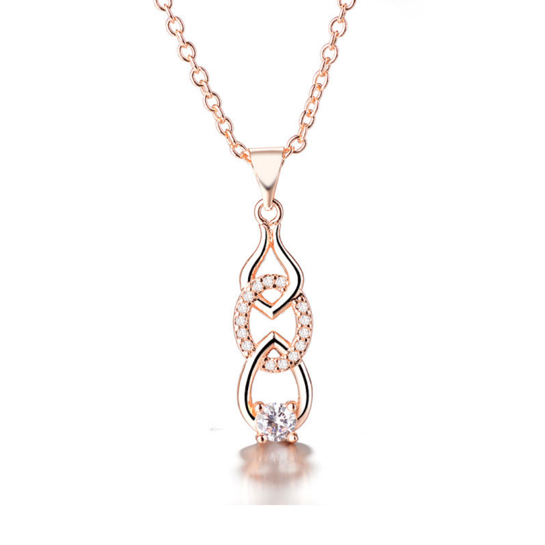 Colar com pingente de cristal Swarovski em prata esterlina e ouro rosa 18K