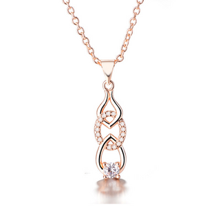 Sterling Silver And 18K Rose Gold Swarovski Crystal Pendant Necklace