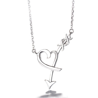 Sterling Silver High-Polish Arrow through Heart Necklace