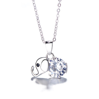 Colar com pingente de elefante em prata esterlina com citrino e topázio branco