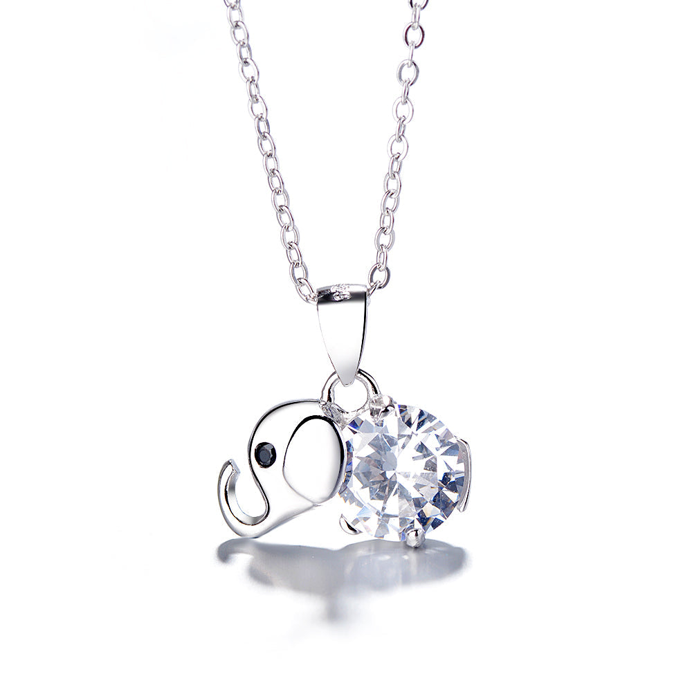 Colar com pingente de elefante em prata esterlina com citrino e topázio branco