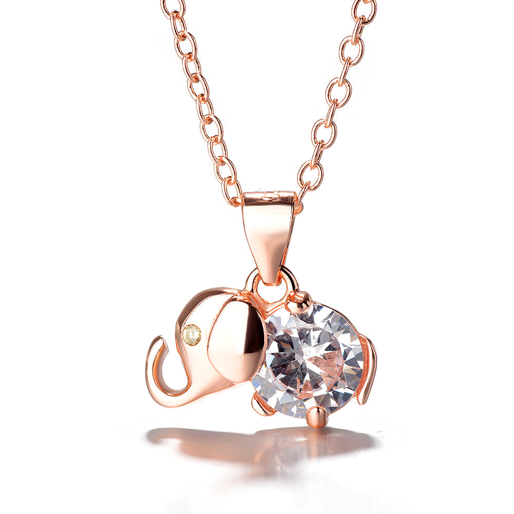 Colar com pingente de elefante em prata esterlina com citrino e topázio branco