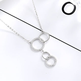 Sterling Silver Mother Daughter Pendant Necklace with White Sapphires