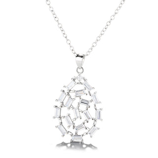 Sterling Silver Water Drop Swarovski Crystal in Baguette Cut