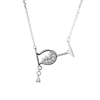18K White Gold Spilled Wine Necklace Made with crystals from Swarovski