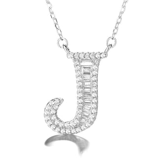 Sterling Silver Initial Pendant Necklace with Swarovski Crystal
