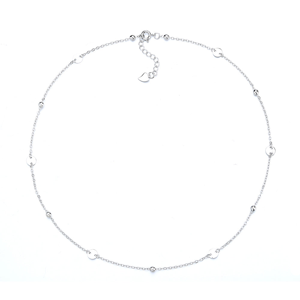 Colar de disco em ouro branco 18K