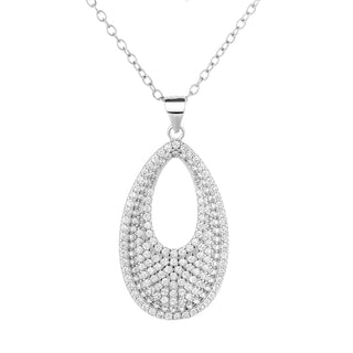 Sterling Silver Pave Teardrop Pendant with crystals