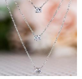 Sterling Silver and Tri-Tone Three Layer Necklace with Swarovski