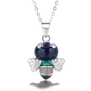 Colar com pingente de abelha preta em prata esterlina com cristais Swarovski