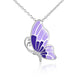 Brincos ou colar de borboleta violeta de prata esterlina