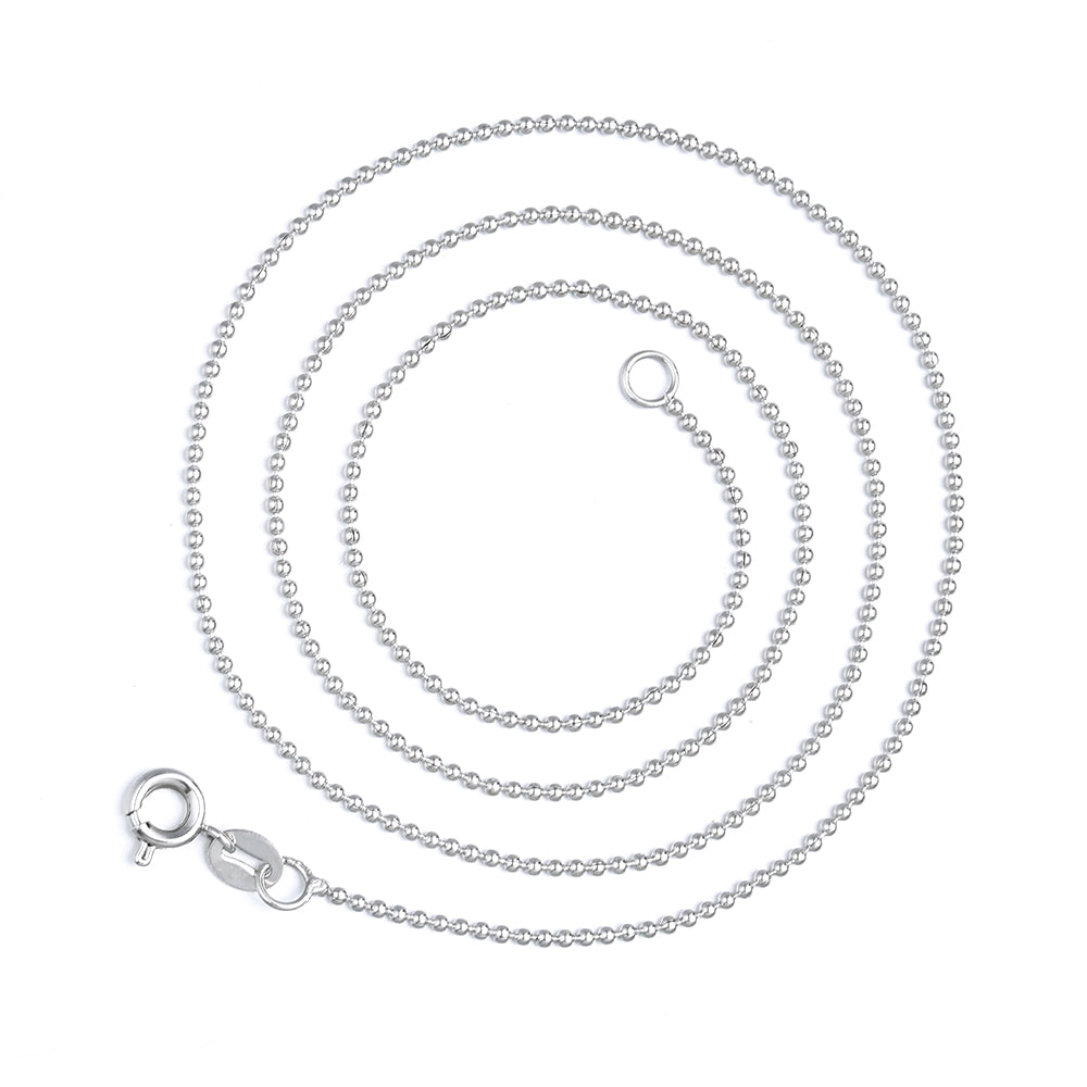Colar de corrente com contas de ouro branco 14K