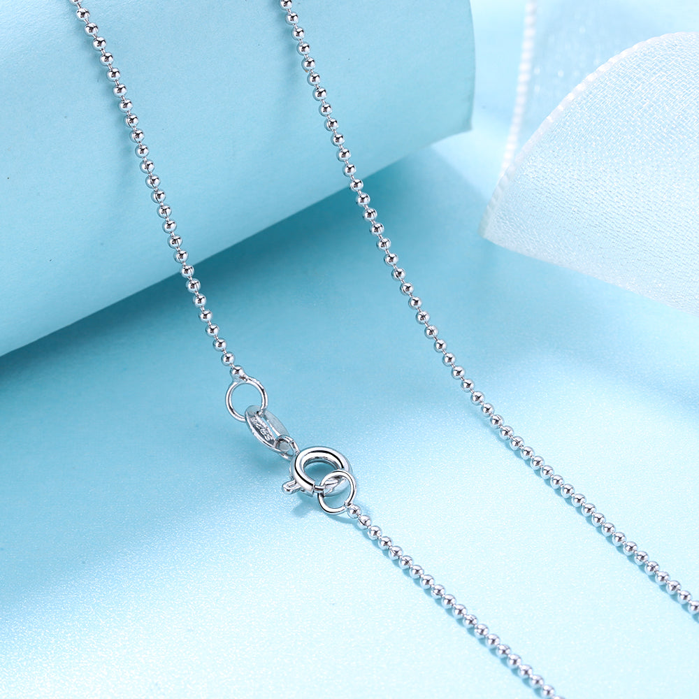 Colar de corrente com contas de ouro branco 14K