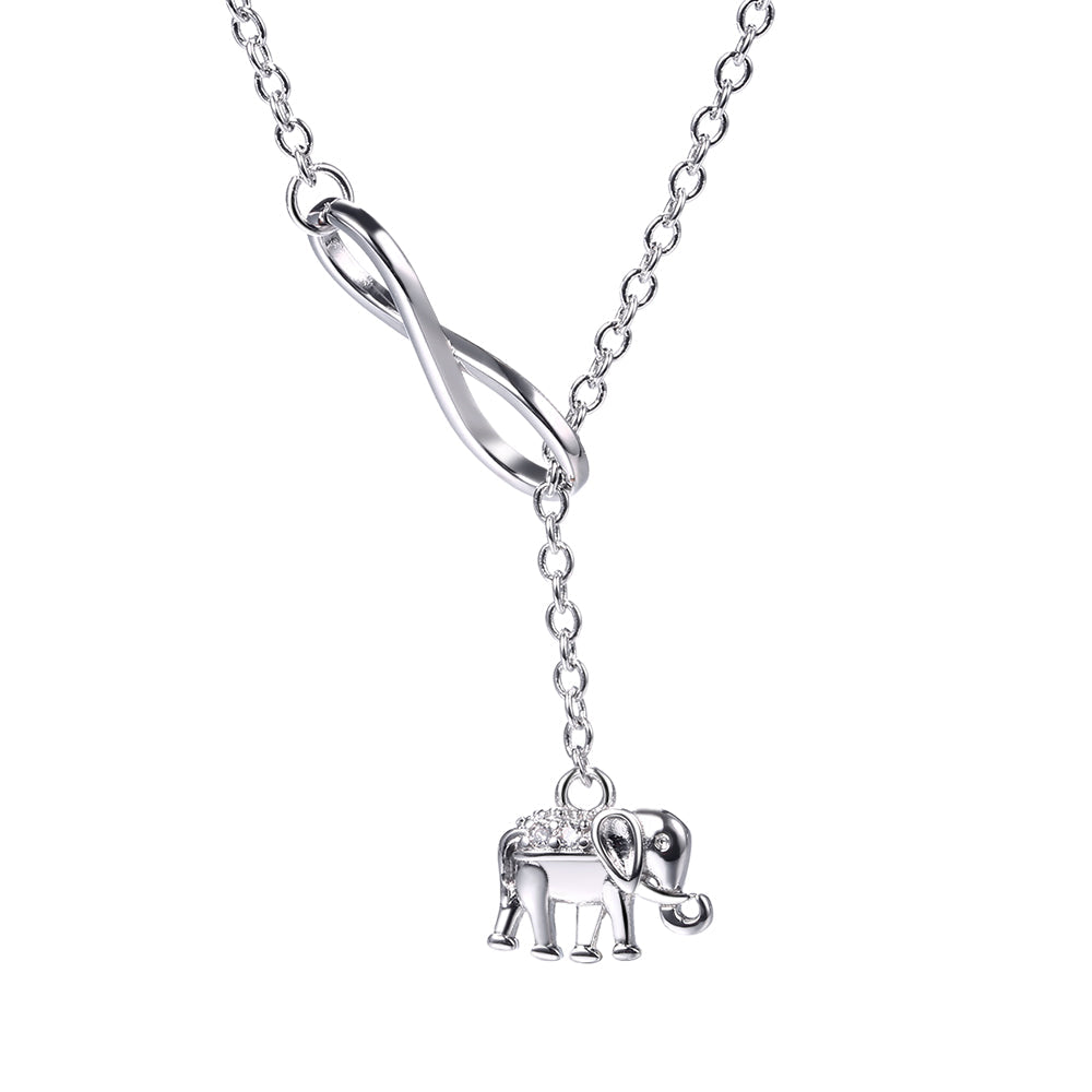 Colar com pingente de elefante infinito em ouro branco 18K