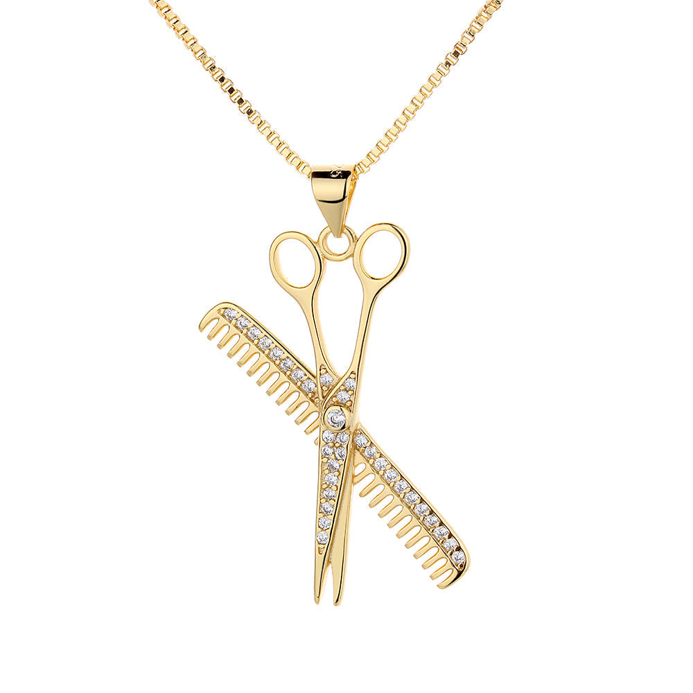 Colar de cabeleireiro em ouro 14K e prata esterlina com cristais Swarovski