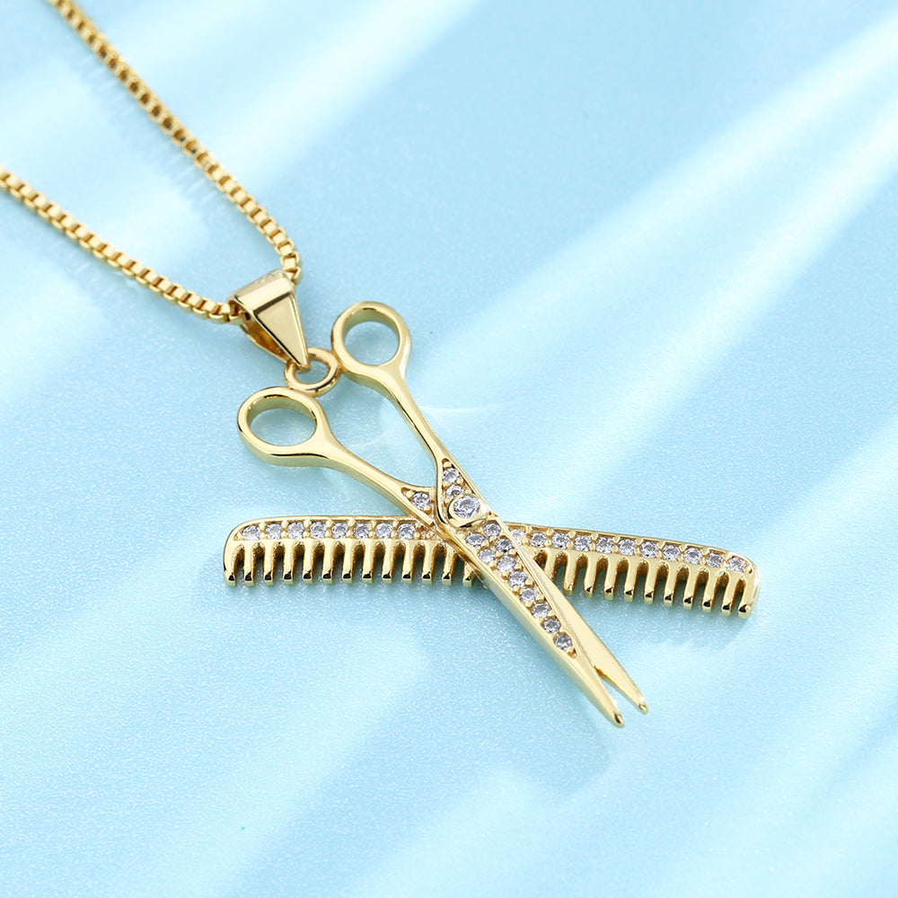 Colar de cabeleireiro em ouro 14K e prata esterlina com cristais Swarovski