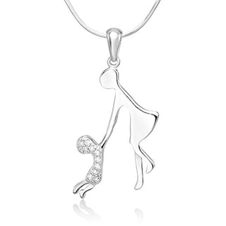 Sterling Silver Mother Child Pendant Necklace