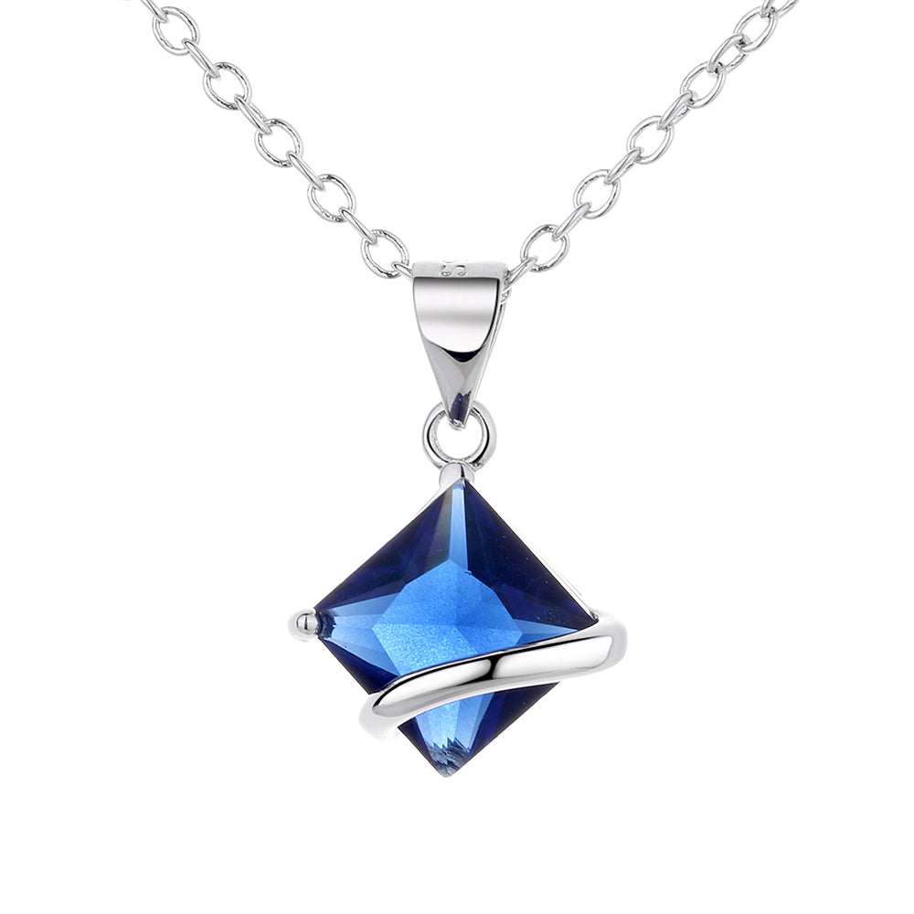 Colar com pingente de safira ou rubi em prata esterlina Amy e Annette