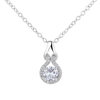 Sterling Silver Solitaire Infinity necklace with Swarovski