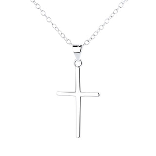 Amy and Annette Sterling Silver Polished Cross Pendant Necklace