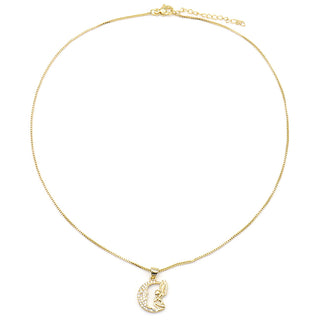 Colar com pingente de anjo e lua em ouro 14K com cristais genuínos