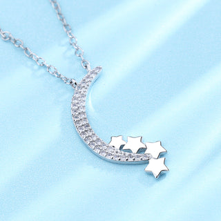 Sterling Silver & Genuine Crystal Moon Necklace