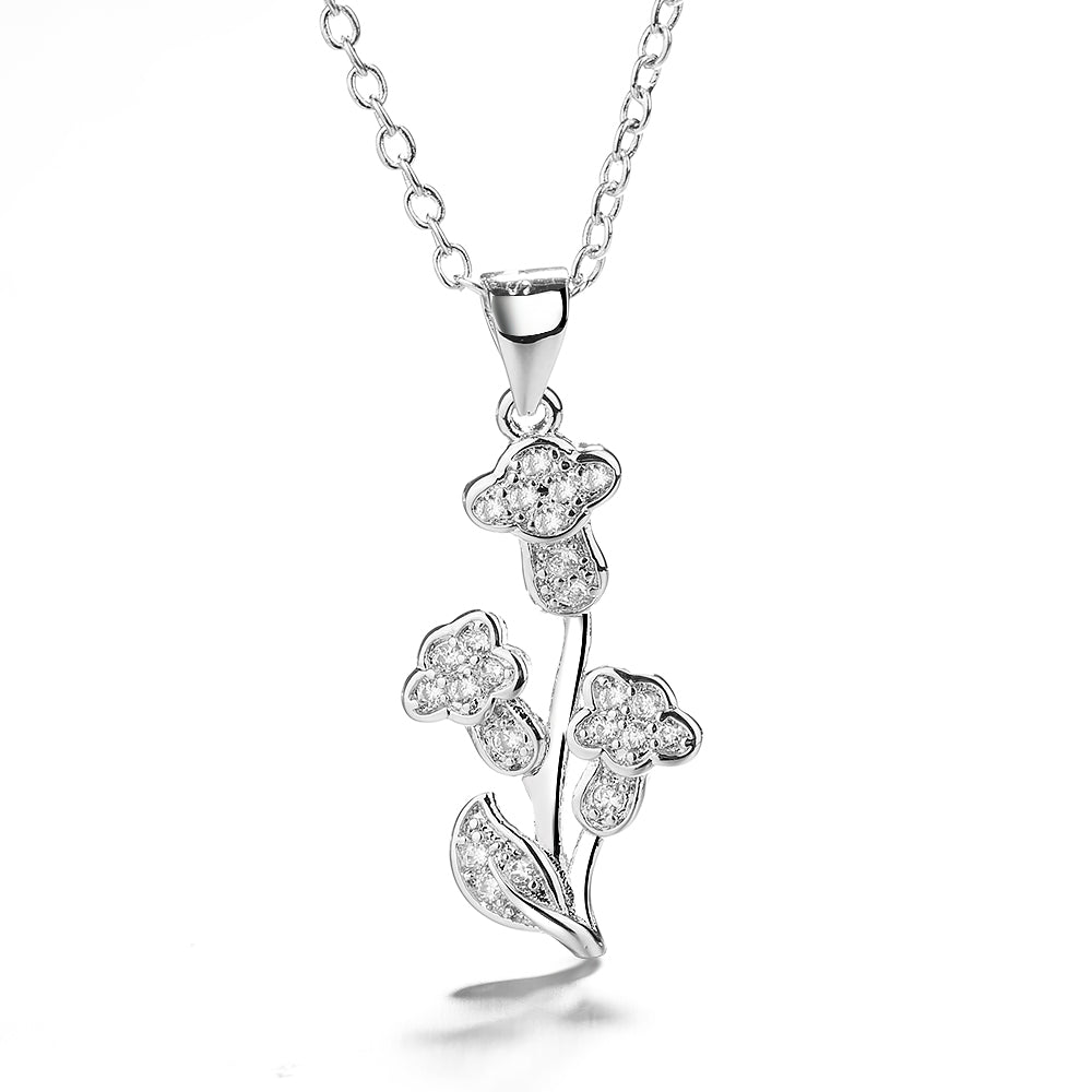 Colar com pingente de tulipa em prata esterlina 18k com Swarovski