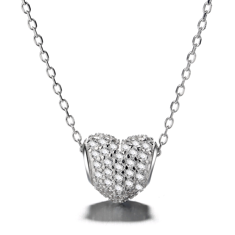 Colar de coração em forma de bolha de prata esterlina com cristais Swarovski