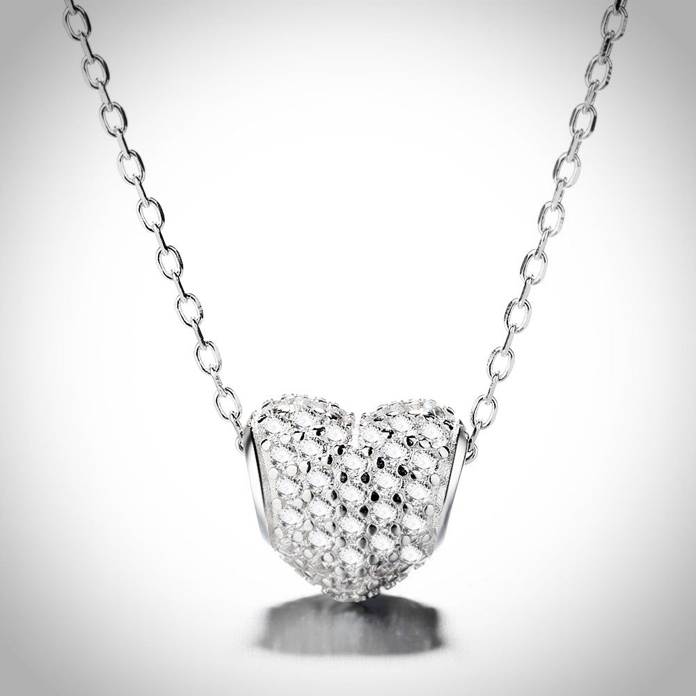 Colar de coração em forma de bolha de prata esterlina com cristais Swarovski