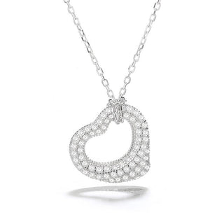 Sterling Silver Pave Heart Pendant with crystals