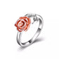 Anel ajustável de flor rosa em ouro rosa e branco