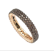 14K Gold Plated Three Row Chocolate Crystal Eternity Ring