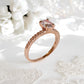 Anel de noivado em ouro rosa 14K com cristais Swarovski
