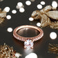 Anel de noivado em ouro rosa 14K com cristais Swarovski