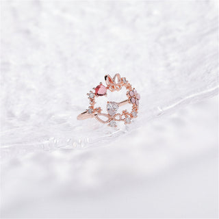 14K Yellow or Rose Gold Adjustable Ring with Crystals from Swarovski