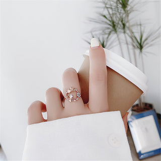 14K Yellow or Rose Gold Adjustable Ring with Crystals from Swarovski