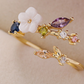 Anel ajustável em ouro 14K com cristais Swarovski