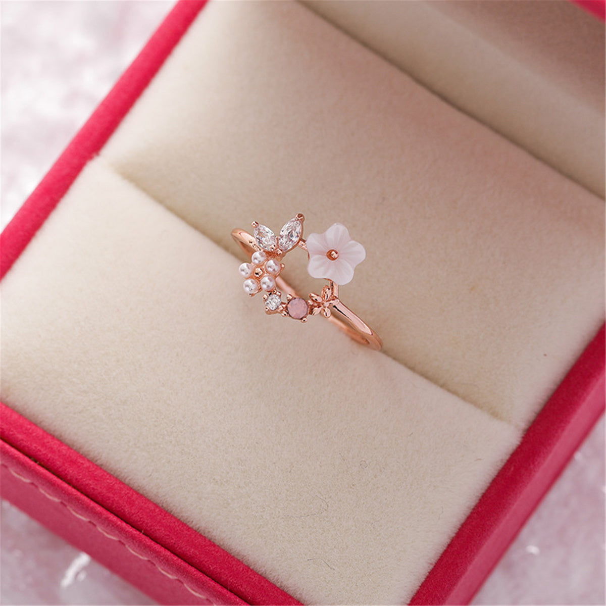 Anel ajustável em ouro 14K com cristais Swarovski