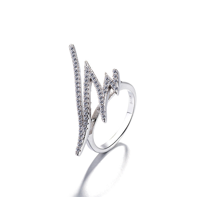 Anel de cristal em zigue-zague com banho de ouro 14 K