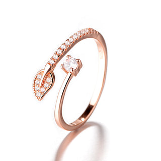 Anel de folha de ouro rosa
