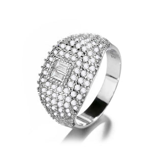 Sterling Silver Pave Swarovski Crystal Rings With Clear Or Blue Sapphire Stones