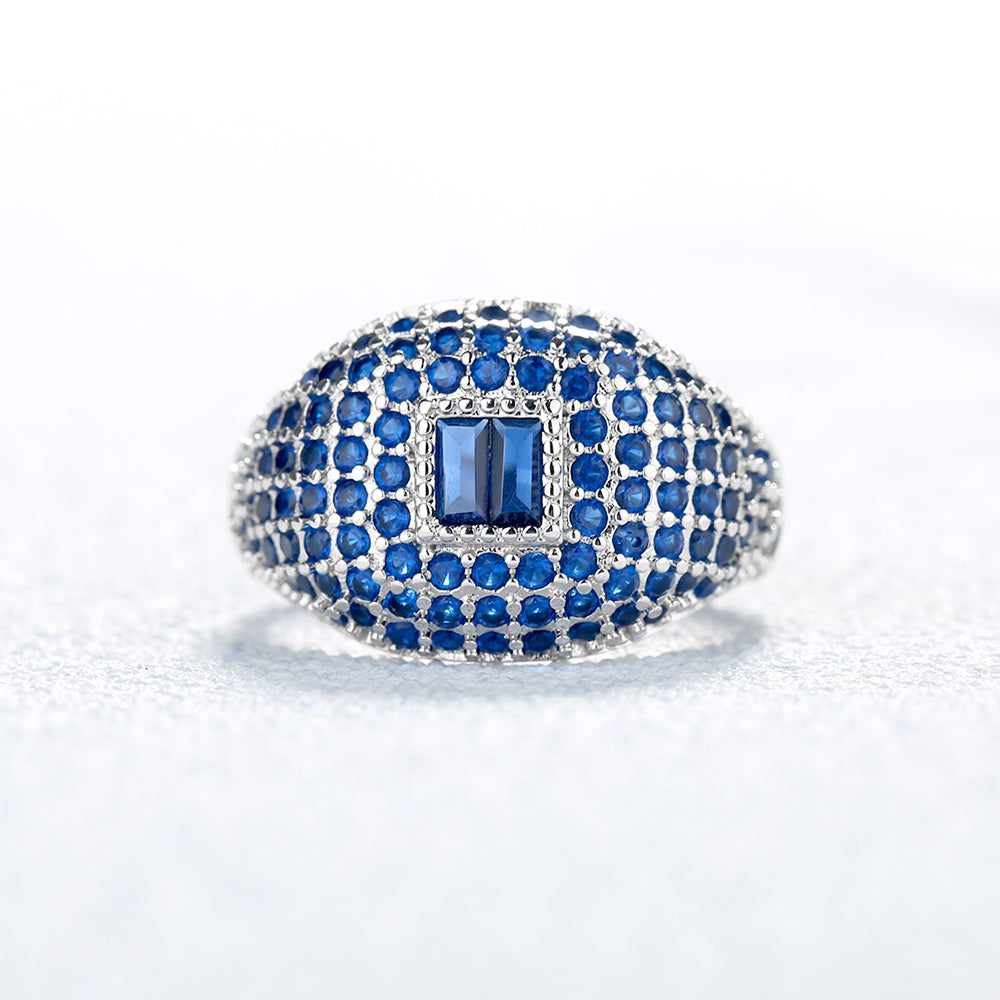 Anéis de prata esterlina com cristais Swarovski e pedras de safira transparentes ou azuis