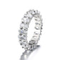 Anel da eternidade banhado a ouro branco 14 KT com corte oval e cristais Swarovski