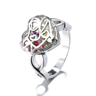 Sterling Silver Caged Floating Heart Ring Made with Swarovski Crystal