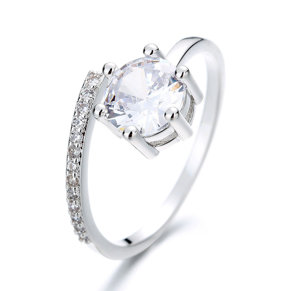 Anel ajustável com sobreposição de prata esterlina e cristais Swarovski