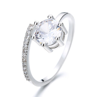 Anel ajustável com sobreposição de prata esterlina e cristais Swarovski