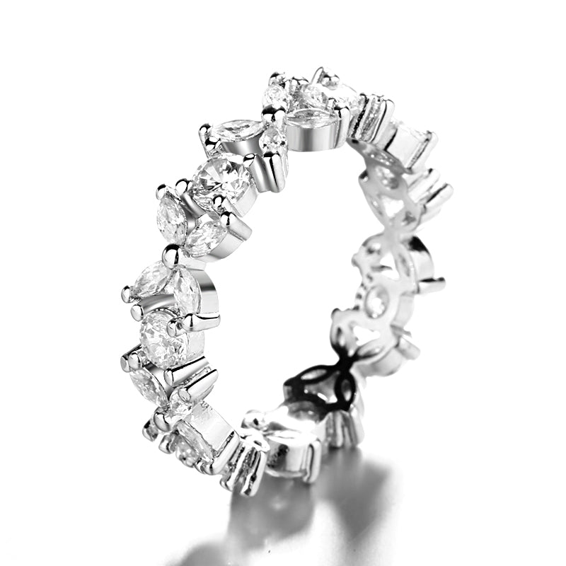 Anel de prata esterlina com cristais Swarovski