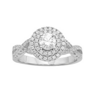 Anel de haste dividida em cristal Swarovski de prata esterlina