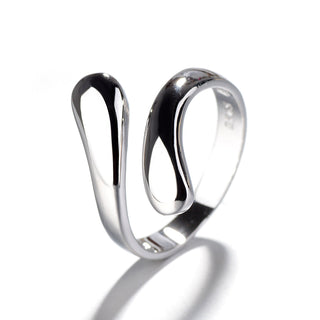 Anel ajustável em formato de gota d'água em prata esterlina
